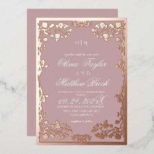 Foil Royal Dusty Rose Gold Floral Wedding