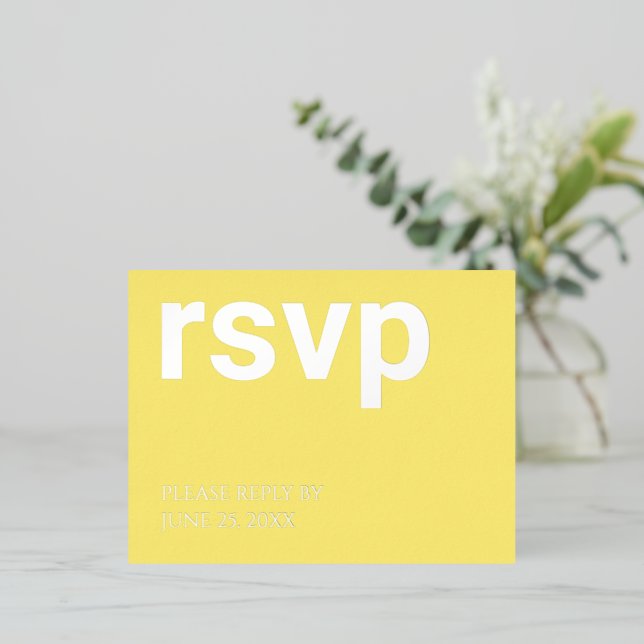Foil RSVP Butter Yellow Meal Choices Postcard (Standing Front)