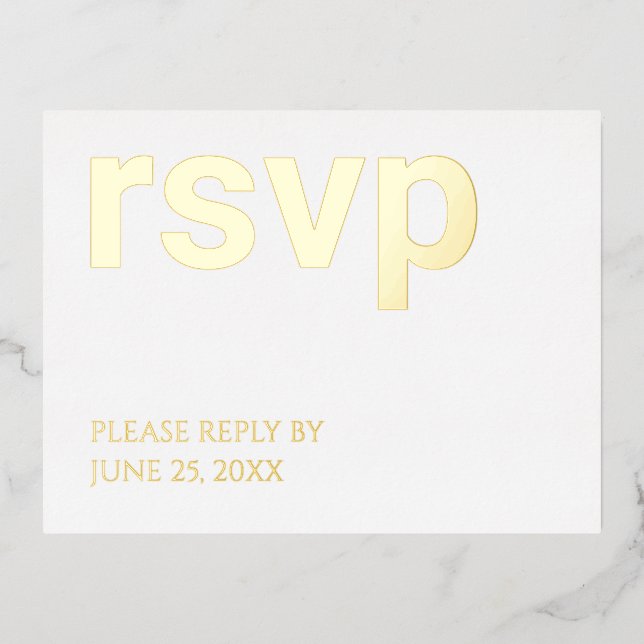 Foil RSVP Simple Stylish Meal Choices Postcard (Front)