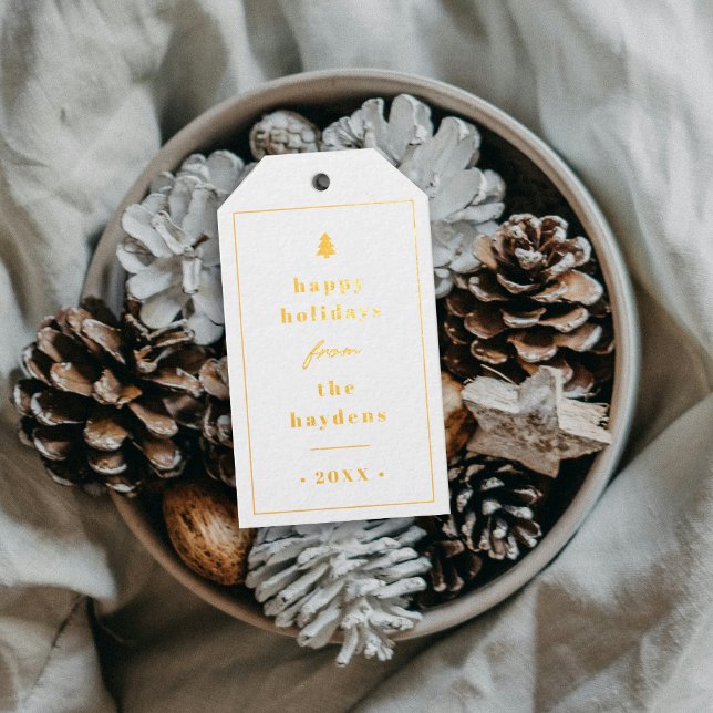 Foil Rustic Tree Christmas Photo Gift Tag (Creator Uploaded)