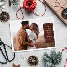 Foil Rustic Tree Woodgrain Christmas Photo Card