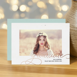 Foil Script Frame Photo Graduation Announcement
