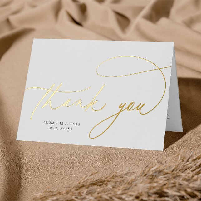 Foil Script Simple Elegant Personalised Thank You Foil Greeting Card (Creator Uploaded)
