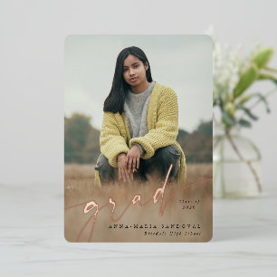 Foil Script Two Photo Graduation Announcement