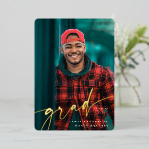 Foil Script Two Photo Graduation Announcement
