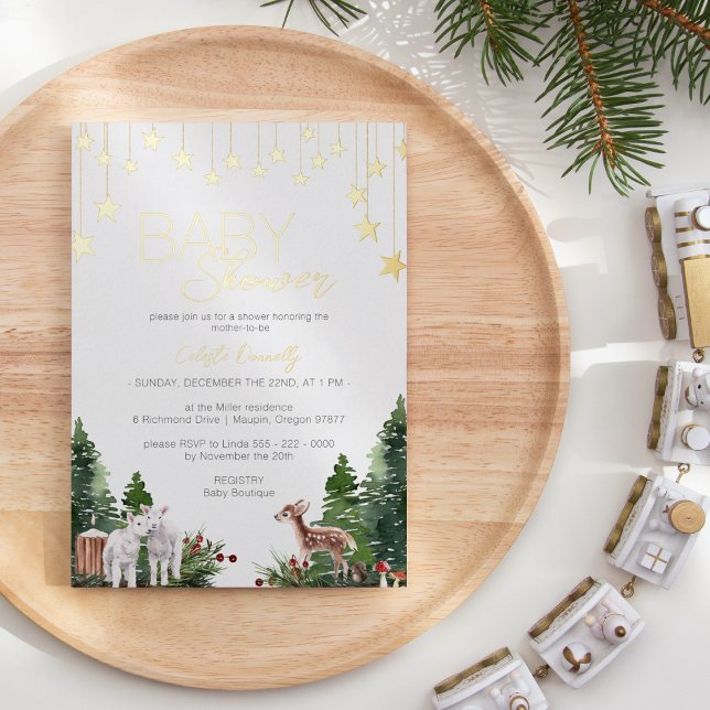 FOIL Simple Classic Christmas White Baby Shower (Creator Uploaded)