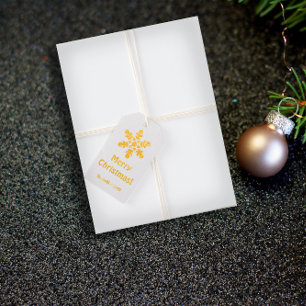 Foil snow burgundy Gift Tag