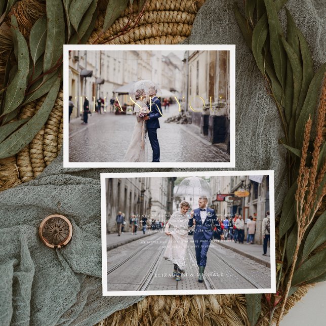 Foil-Stamped Minimal Wedding Photo Thank You Card (Creator Uploaded)
