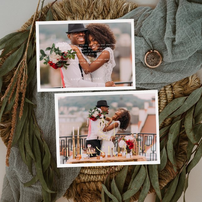 Foil-Stamped Minimal Wedding Photo Thank You Card (Creator Uploaded)