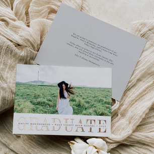 Foil Stripe Photo Graduation Announcement
