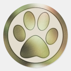 Foil Style Paw Print Classic Round Sticker