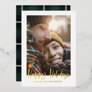 foil stylish green and blue tartan check photo