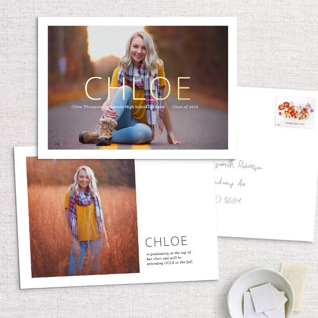 Foil Stylish Minimal Photo Graduation Announcement (Creator Uploaded)