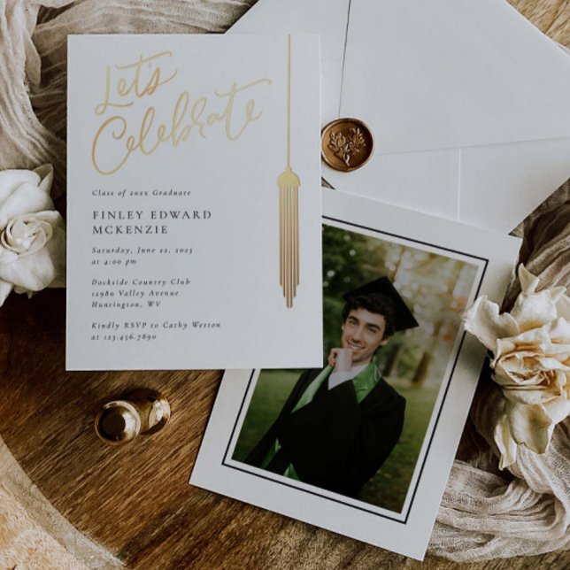 Foil Tassel Grad Party Graduation Invitation Card (Creator Uploaded)