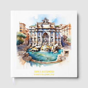 Foil Trevi Fountain Rome Italy watercolor event Guest Book