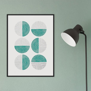 Foil Turquoise Circle Geometric Art Print Poster