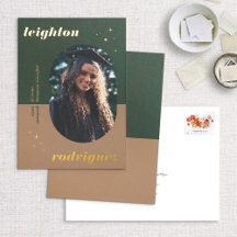 Foil Unique Rounded Photo Graduation Announcement