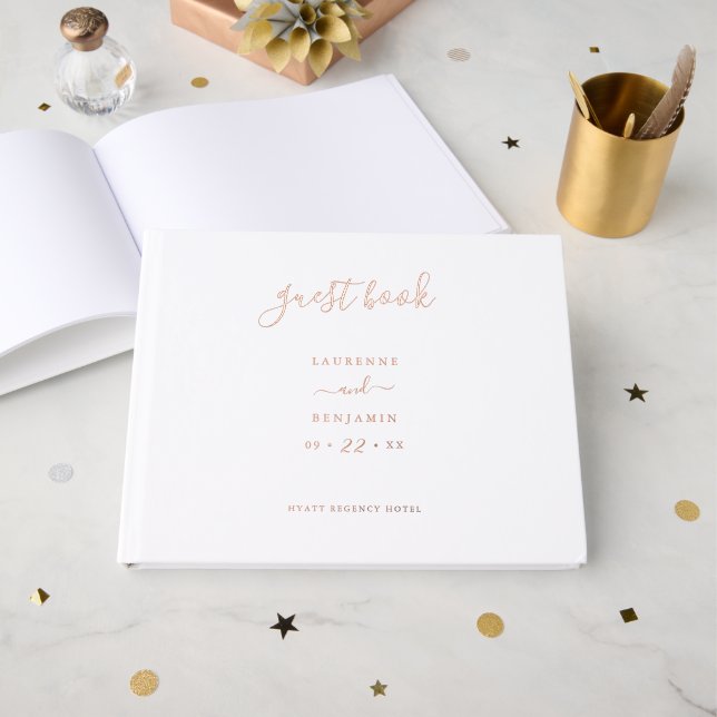 Foil Wedding Guest Book Modern & Minimal Decor (Front Open)