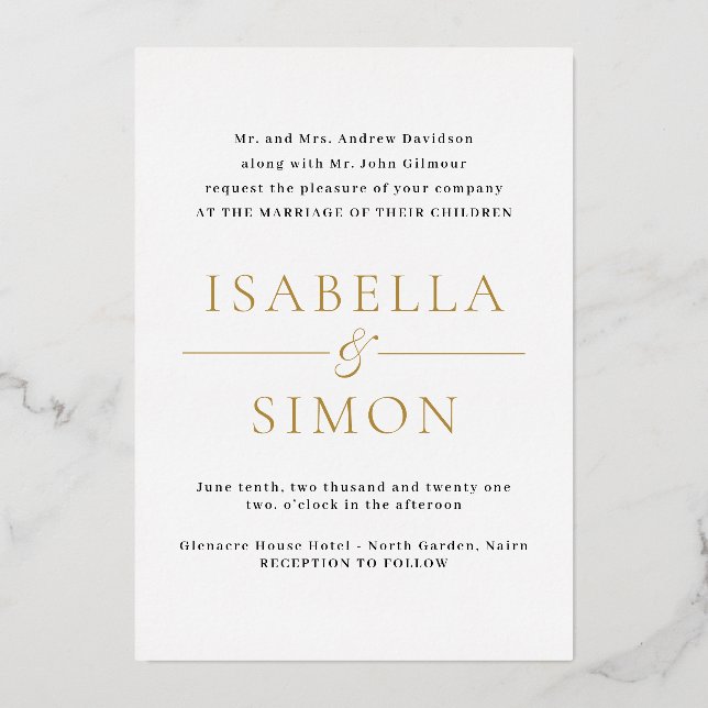 Foil Wedding Invitation Set - Wedding Invite (Front)
