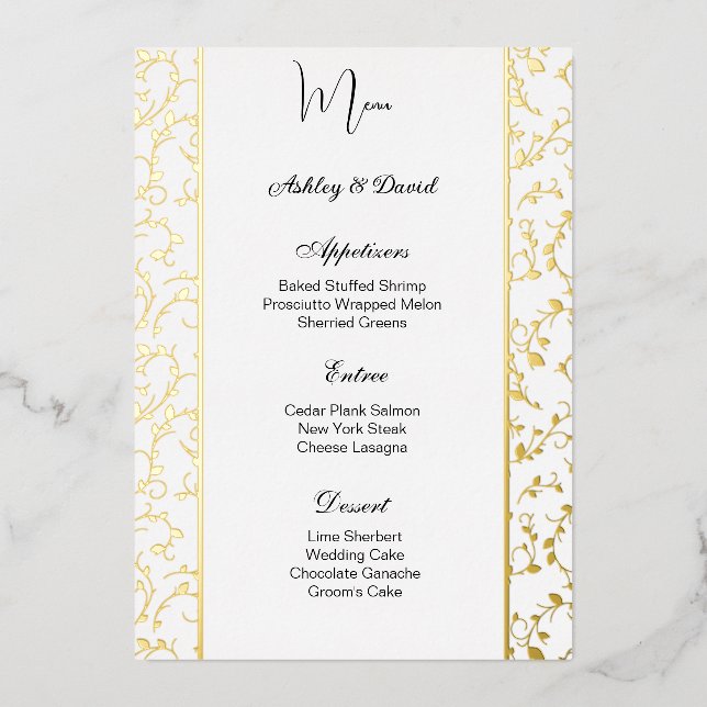 Foil Wedding Menu Card (Front)