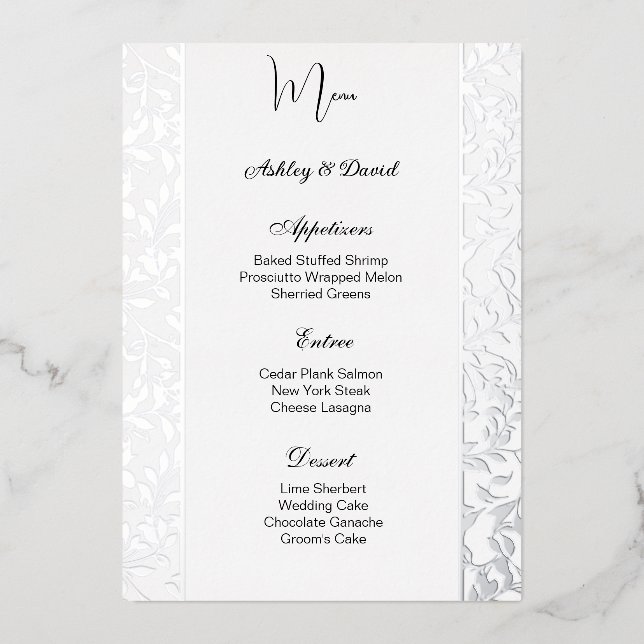Foil Wedding Menu Card (Front)