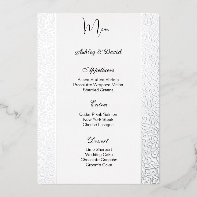 Foil Wedding Menu Card (Front)