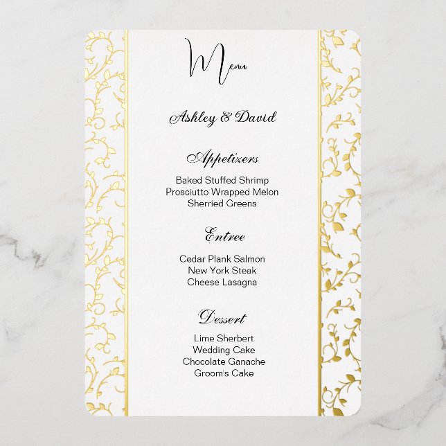 Foil Wedding Menu Card (Front)