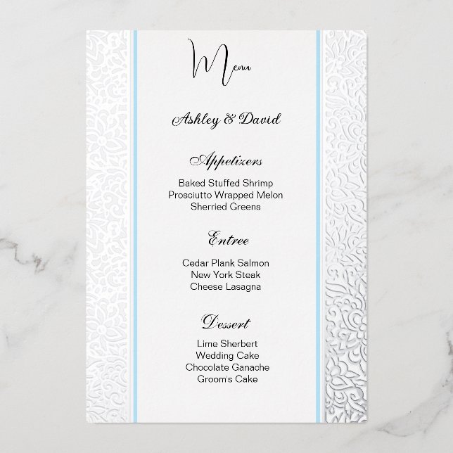 Foil Wedding Menu Card (Front)