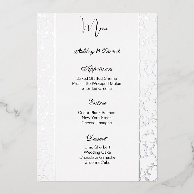 Foil Wedding Menu Card (Front)