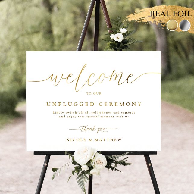 Foil Welcome To Unplugged Wedding Ceremony Sign (Creator Uploaded)