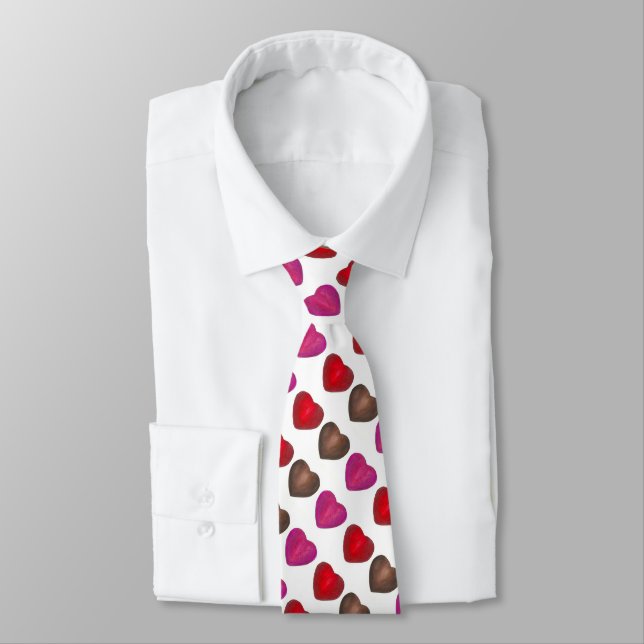 Foil Wrapped Chocolate Hearts Valentine's Day Tie (Tied)