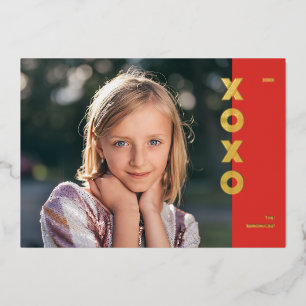 Foil XOXO Valentine's Day Photo Card - Crimson