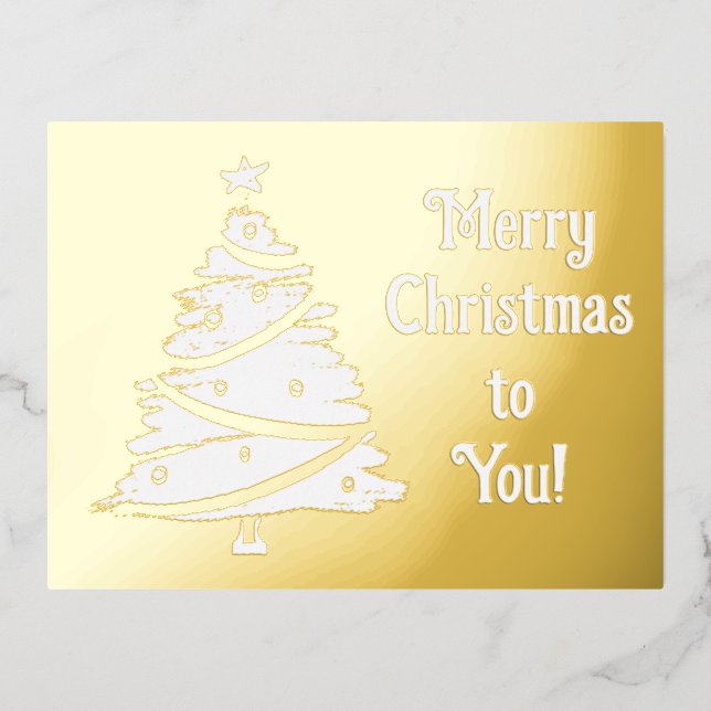 Foiled Christmas Tree Holiday Postcard (Front)