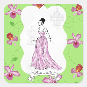 Fois à Paris Fashion Illustration Square Sticker