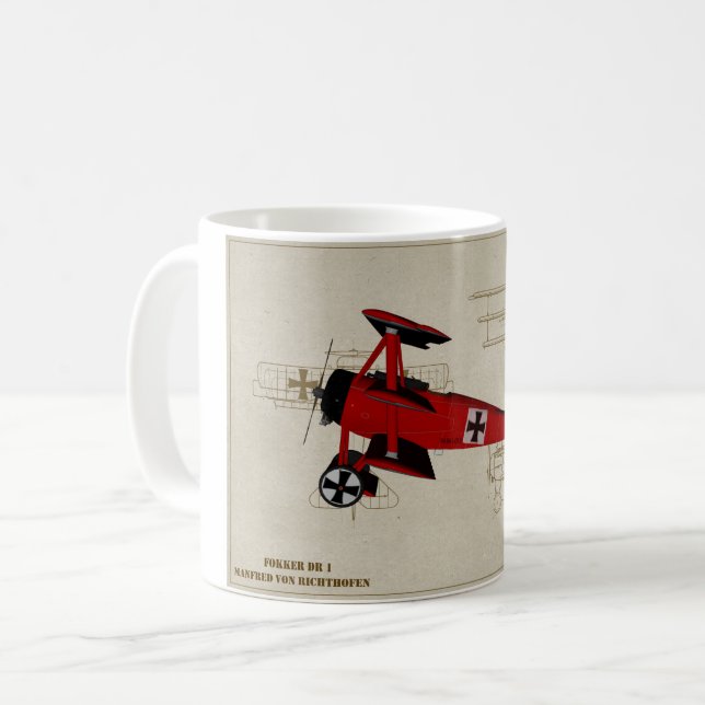 Fokker DR 1 Fighter WWI Coffee Mug (Front Left)