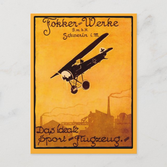 Fokker Worke Poster on Notecards Postcard (Front)