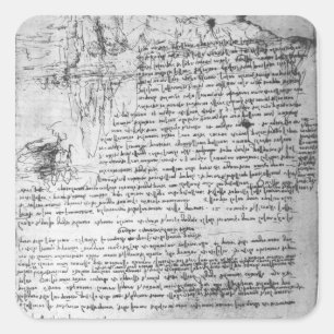 Fol.145v-b, page from Da Vinci's notebook Square Sticker