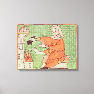 Fol.58r February: Warming by the Fire Canvas Print