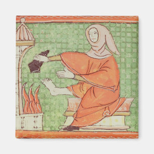 Fol.58r February: Warming by the Fire Magnet