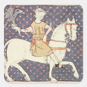 Fol.58v May: Falconry Square Sticker
