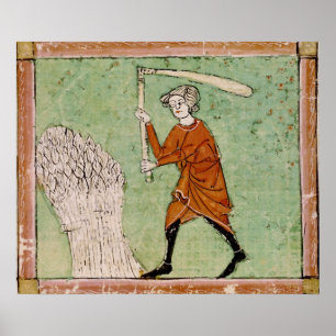 Fol.59r August: Threshing Wheat Poster