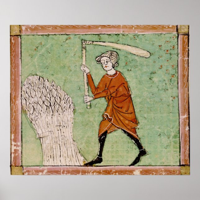 Fol.59r August: Threshing Wheat Poster (Front)