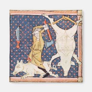 Fol.59v December: Killing Pigs Magnet