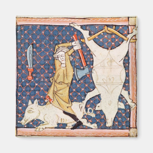 Fol.59v December: Killing Pigs Magnet (Front)