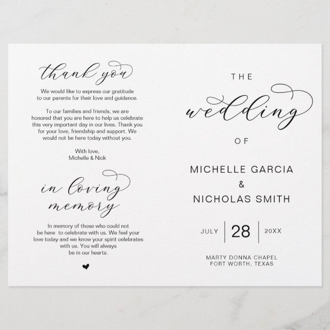 Foldable Wedding Programs, in Elegant Luxury theme (Front)