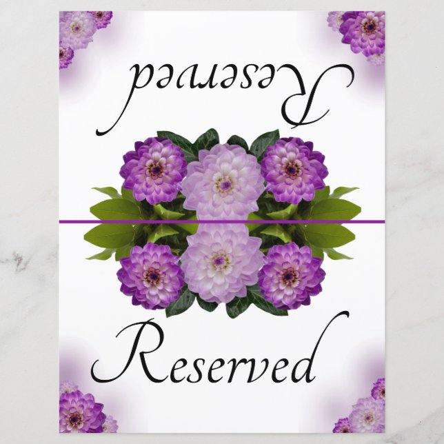 Foldable Wedding Reserved Dahlia Purple Floral (Front)