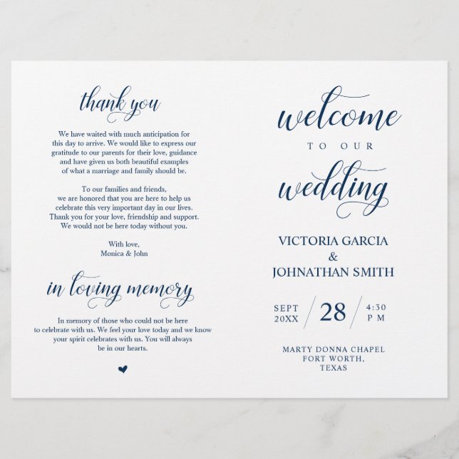 Foldable Welcome to our Wedding Ceremony (Front)