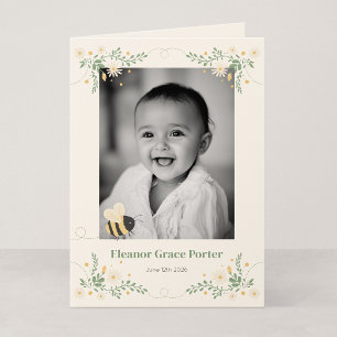 Folded 5x7 Bumblebee Keepsake Birth Announcement