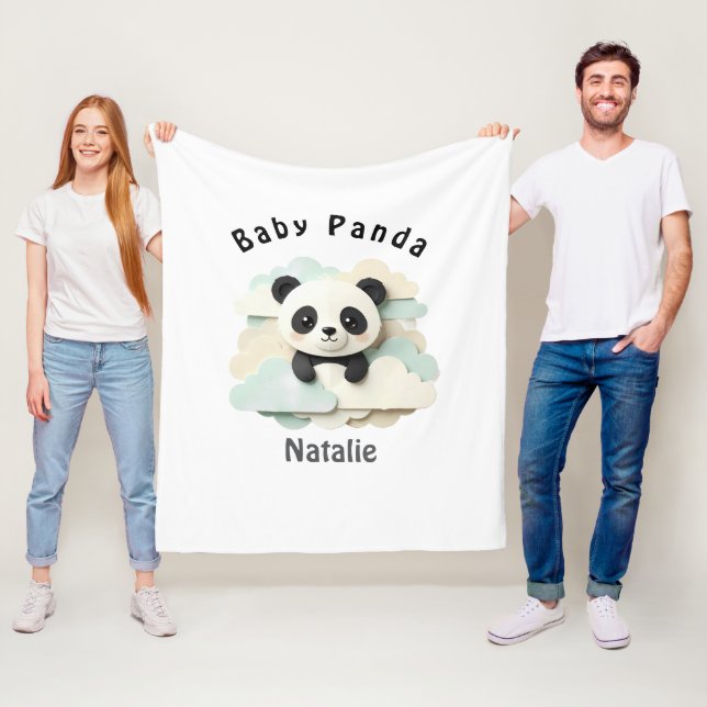 Folded Baby Panda | Cute Origami  Fleece Blanket (In Situ)