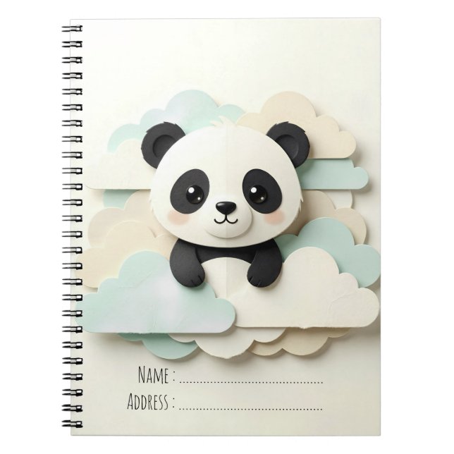 Folded Baby Panda | Cute Origami  Notebook (Front)